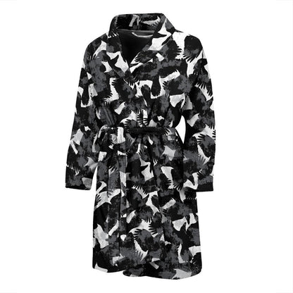 Crow Pattern Print Design 01 Men Bathrobe-JORJUNE.COM