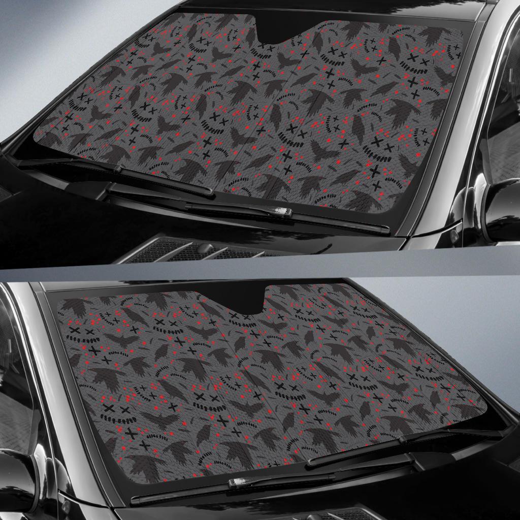 Crow Pattern Print Design 02 Car Sun Shade-JORJUNE.COM