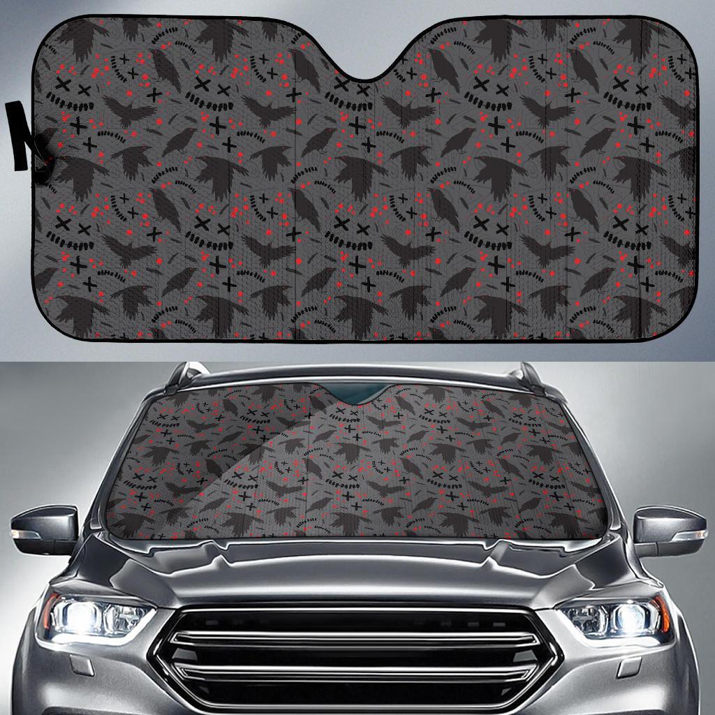 Crow Pattern Print Design 02 Car Sun Shade-JORJUNE.COM