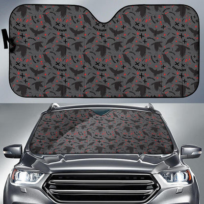 Crow Pattern Print Design 02 Car Sun Shade-JORJUNE.COM