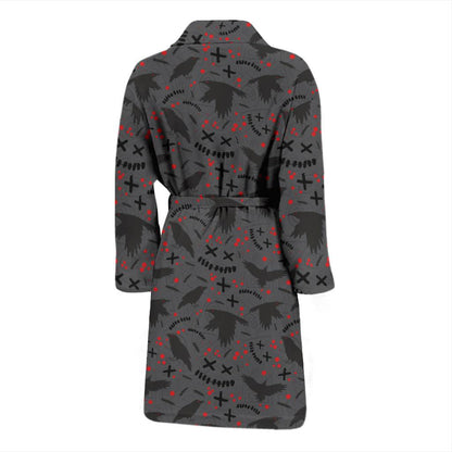 Crow Pattern Print Design 02 Men Bathrobe-JORJUNE.COM