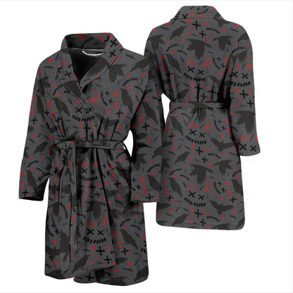 Crow Pattern Print Design 02 Men Bathrobe-JORJUNE.COM
