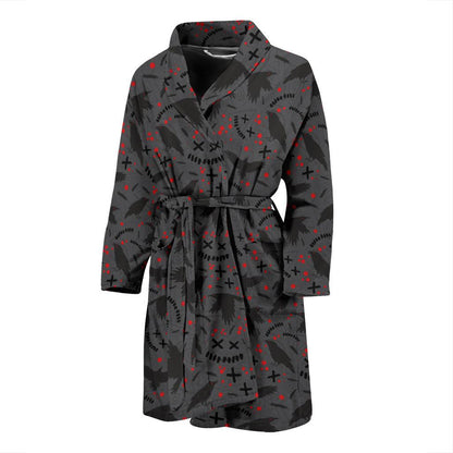 Crow Pattern Print Design 02 Men Bathrobe-JORJUNE.COM