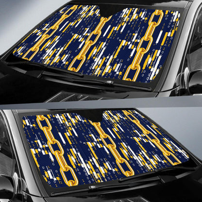 Cryptocurrency Chain Pattern Print Design 03 Car Sun Shade-JORJUNE.COM