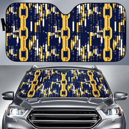 Cryptocurrency Chain Pattern Print Design 03 Car Sun Shade-JORJUNE.COM