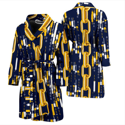 Cryptocurrency Chain Pattern Print Design 03 Men Bathrobe-JORJUNE.COM