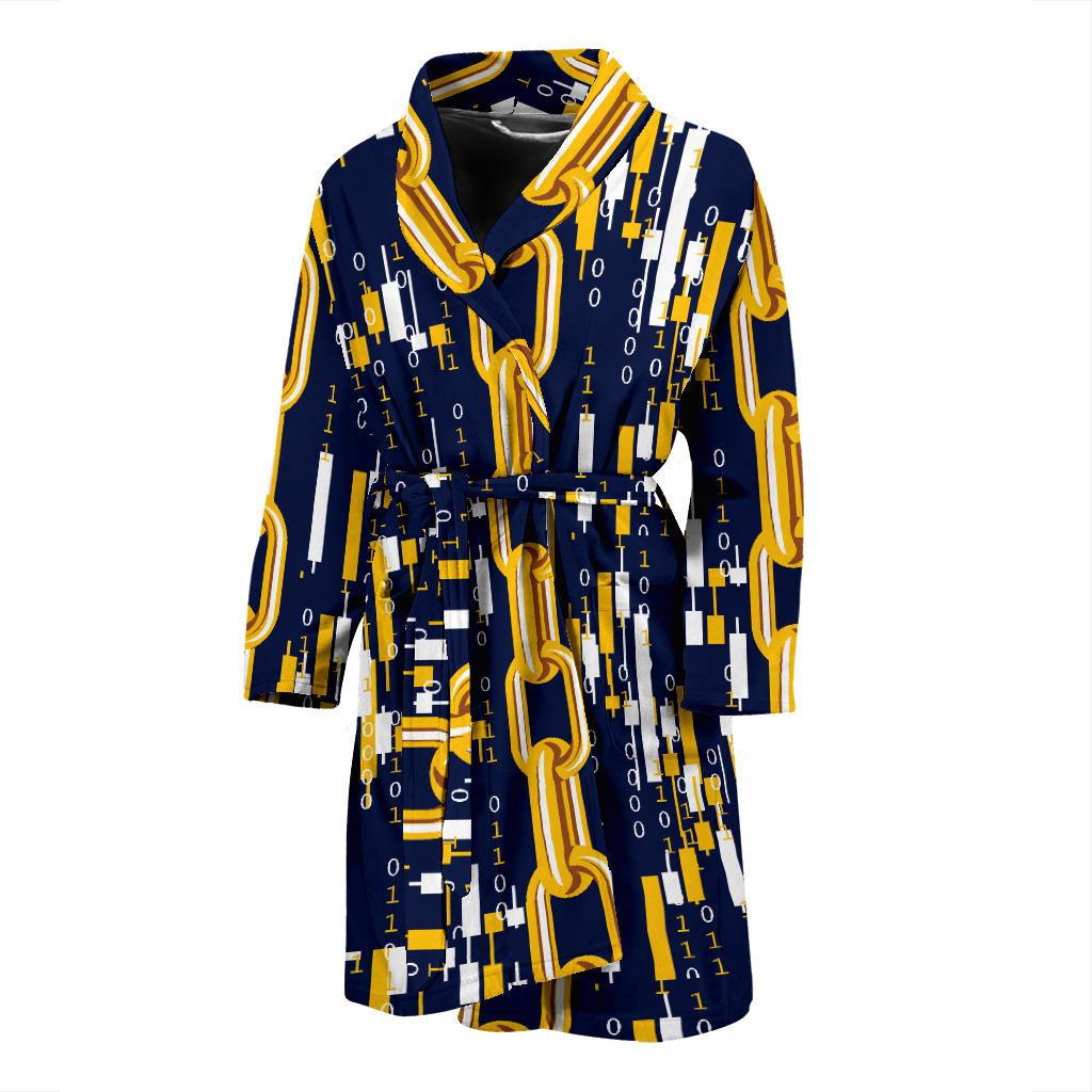 Cryptocurrency Chain Pattern Print Design 03 Men Bathrobe-JORJUNE.COM