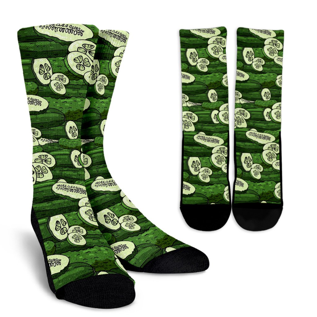 Cucumber Pattern Print Design CC01 Crew Socks-JORJUNE.COM