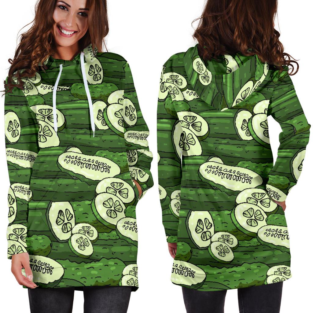Cucumber Pattern Print Design CC01 Women Hoodie Dress