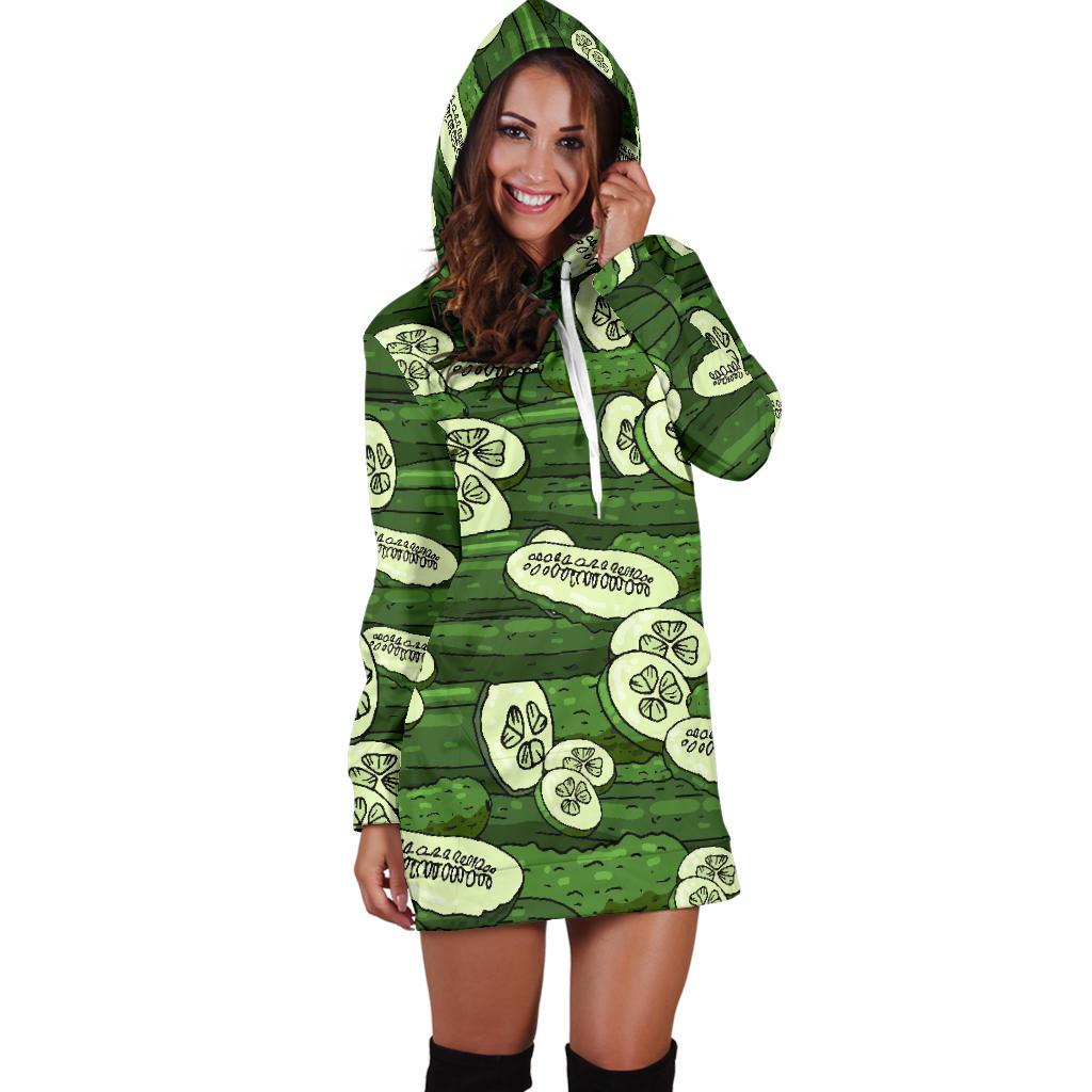 Cucumber Pattern Print Design CC01 Women Hoodie Dress