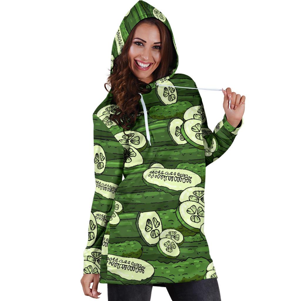 Cucumber Pattern Print Design CC01 Women Hoodie Dress