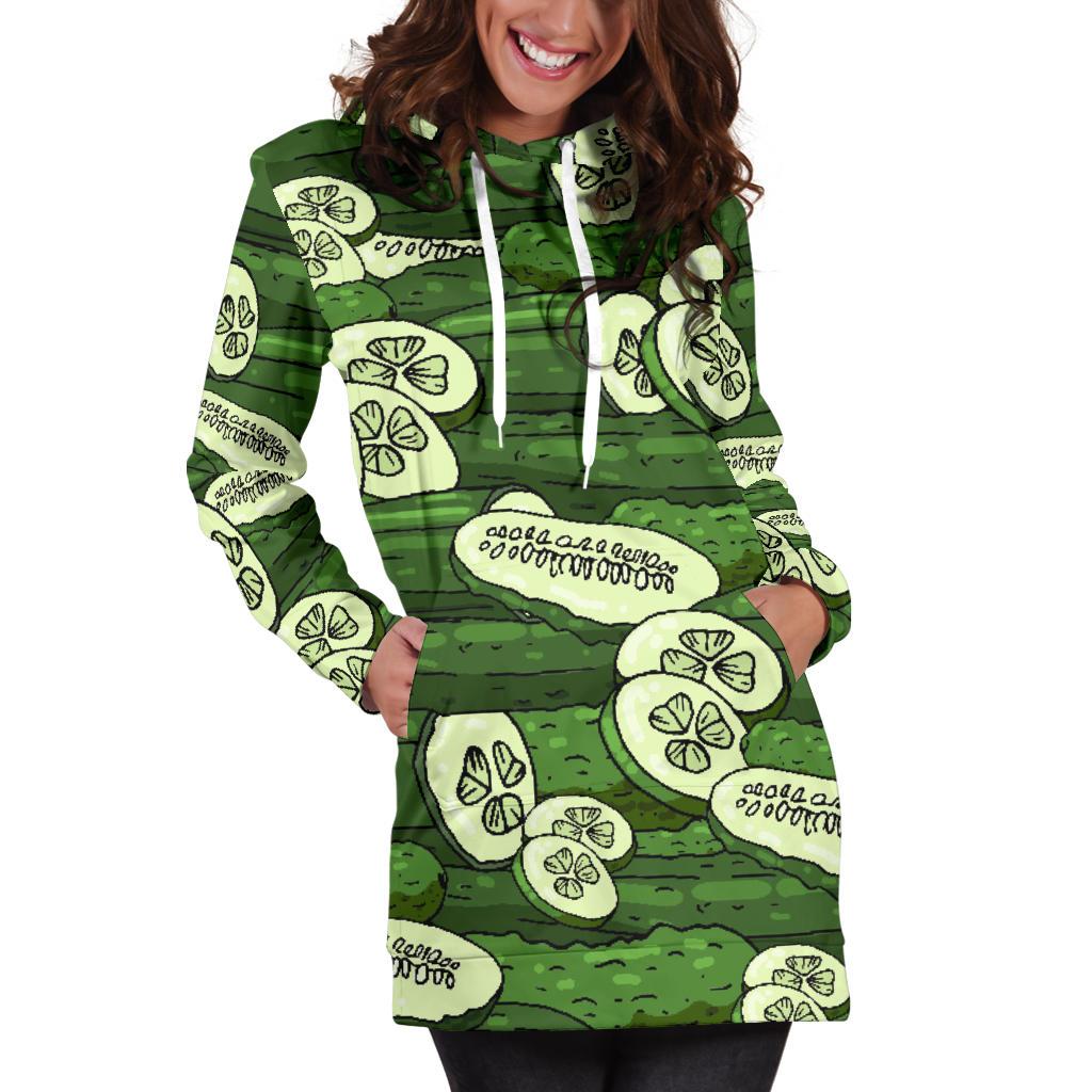 Cucumber Pattern Print Design CC01 Women Hoodie Dress
