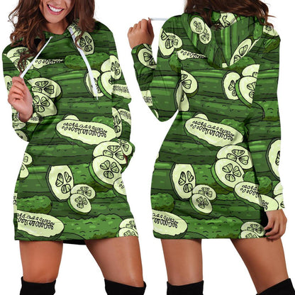 Cucumber Pattern Print Design CC01 Women Hoodie Dress