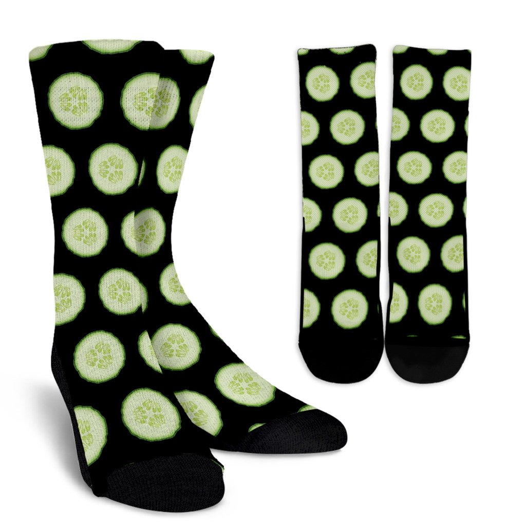 Cucumber Pattern Print Design CC02 Crew Socks-JORJUNE.COM