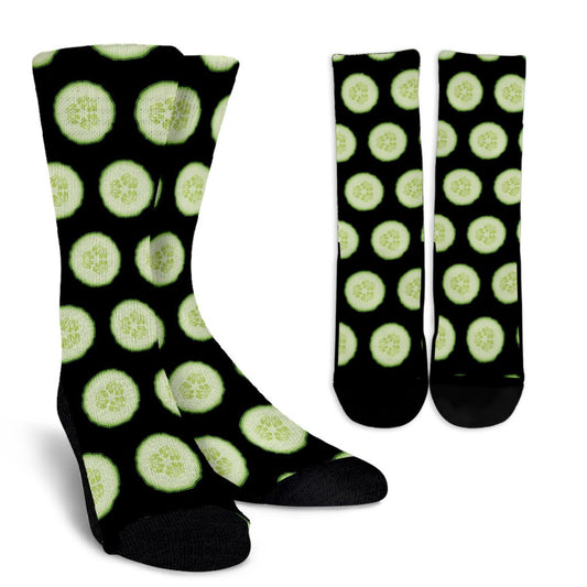 Cucumber Pattern Print Design CC02 Crew Socks-JORJUNE.COM