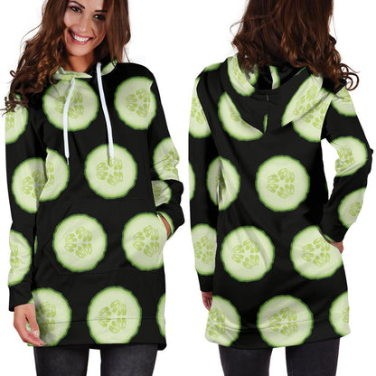 Cucumber Pattern Print Design CC02 Women Hoodie Dress