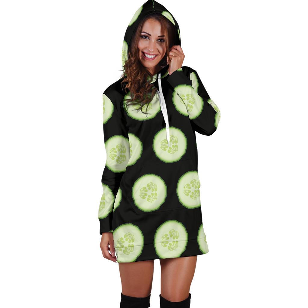 Cucumber Pattern Print Design CC02 Women Hoodie Dress