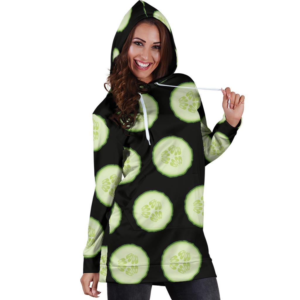 Cucumber Pattern Print Design CC02 Women Hoodie Dress