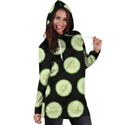 Cucumber Pattern Print Design CC02 Women Hoodie Dress