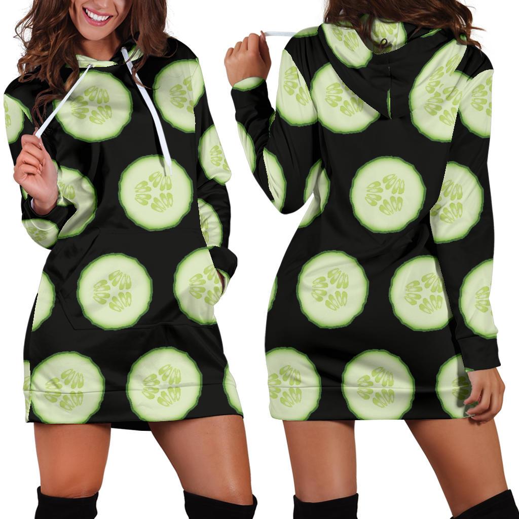 Cucumber Pattern Print Design CC02 Women Hoodie Dress