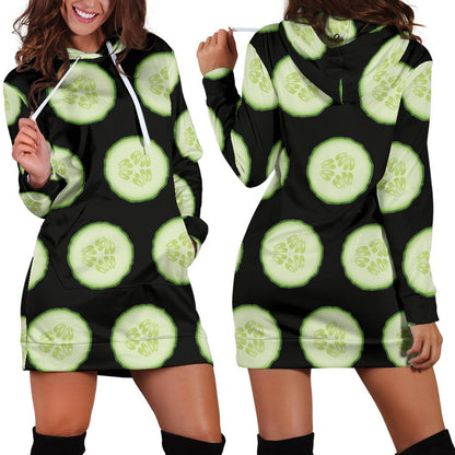 Cucumber Pattern Print Design CC02 Women Hoodie Dress