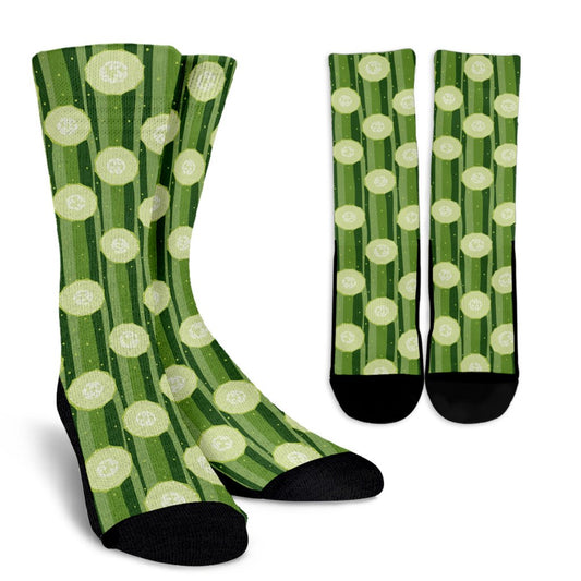 Cucumber Pattern Print Design CC03 Crew Socks-JORJUNE.COM