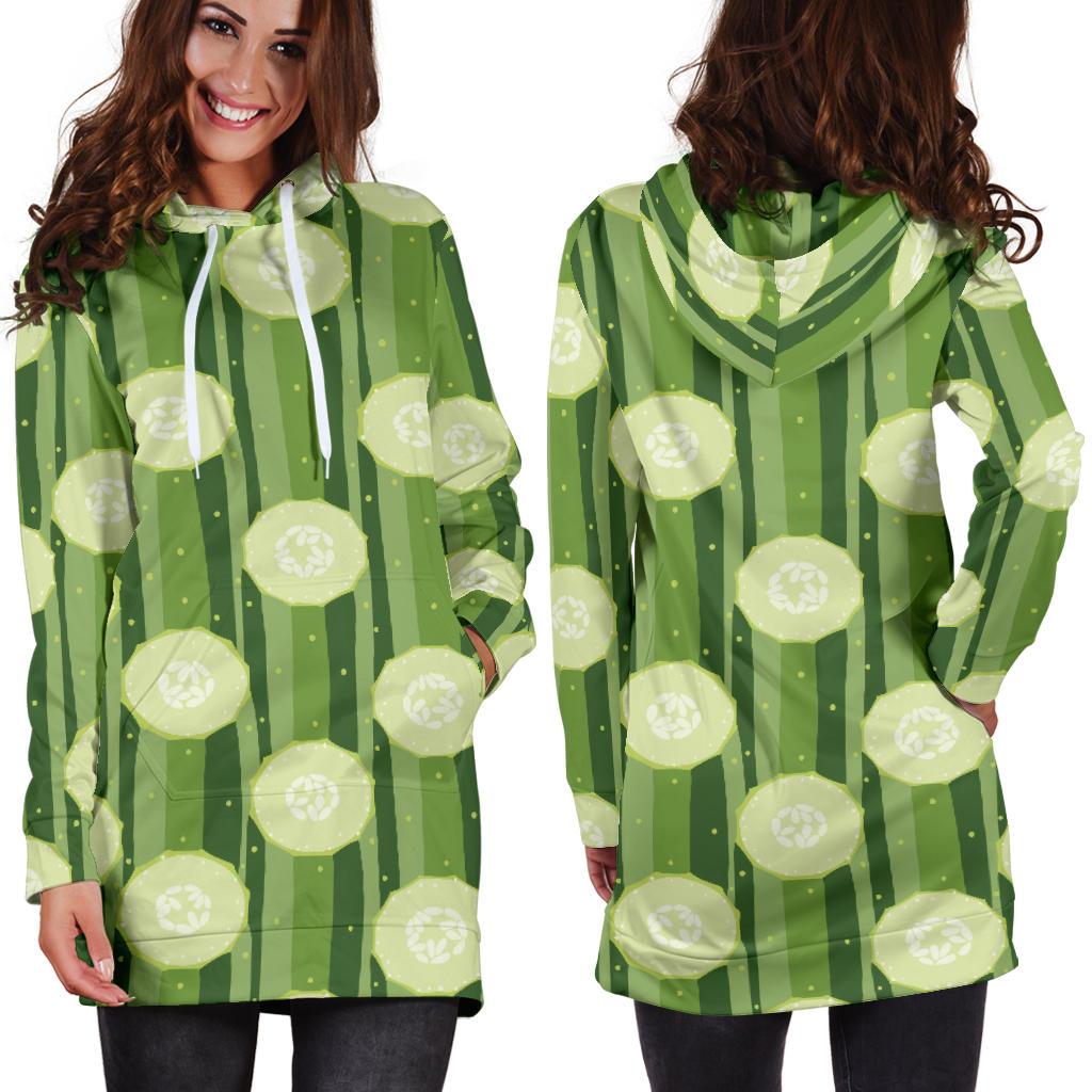 Cucumber Pattern Print Design CC03 Women Hoodie Dress