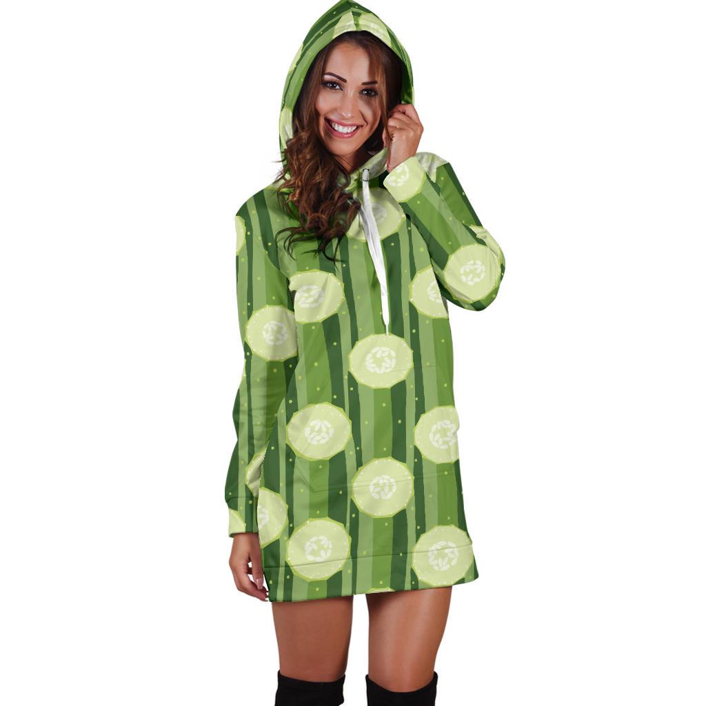 Cucumber Pattern Print Design CC03 Women Hoodie Dress