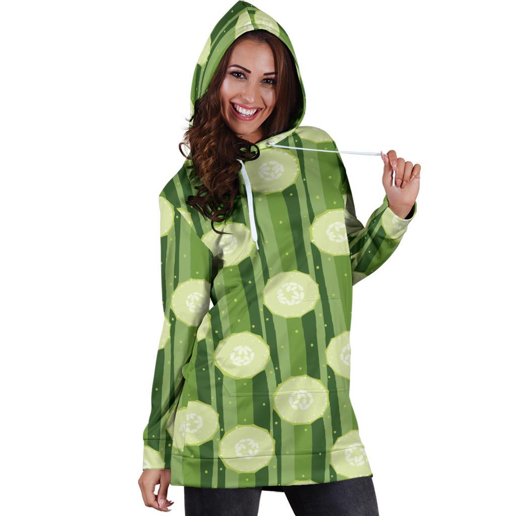 Cucumber Pattern Print Design CC03 Women Hoodie Dress