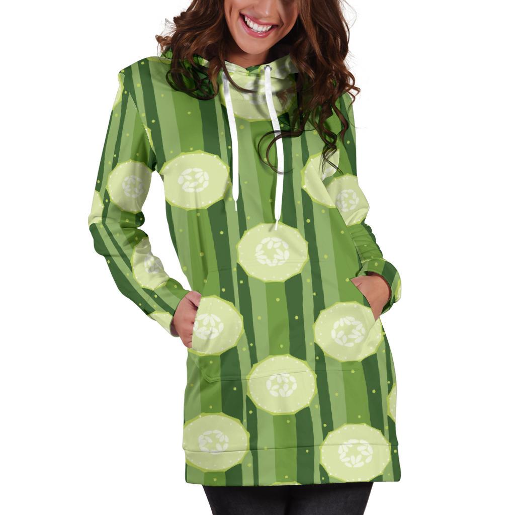 Cucumber Pattern Print Design CC03 Women Hoodie Dress