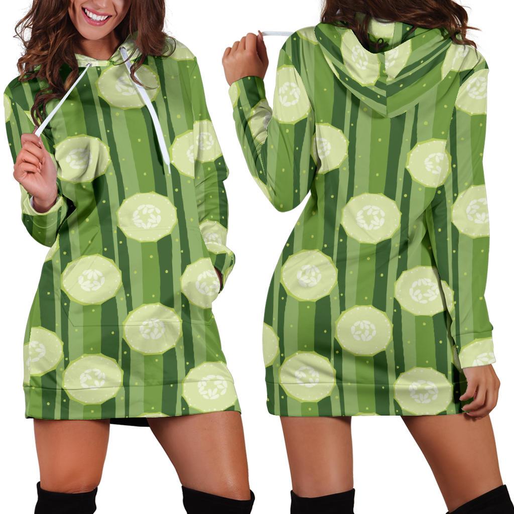 Cucumber Pattern Print Design CC03 Women Hoodie Dress