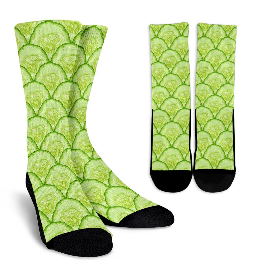 Cucumber Pattern Print Design CC04 Crew Socks-JORJUNE.COM