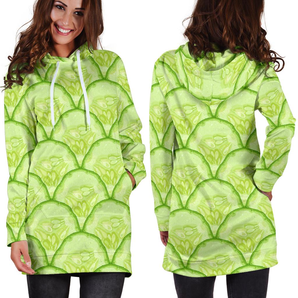 Cucumber Pattern Print Design CC04 Women Hoodie Dress
