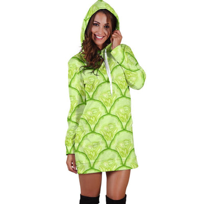 Cucumber Pattern Print Design CC04 Women Hoodie Dress