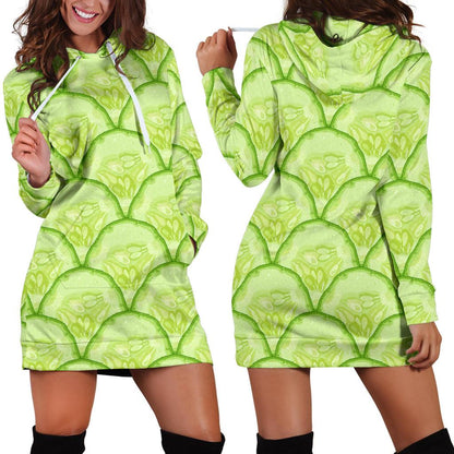 Cucumber Pattern Print Design CC04 Women Hoodie Dress
