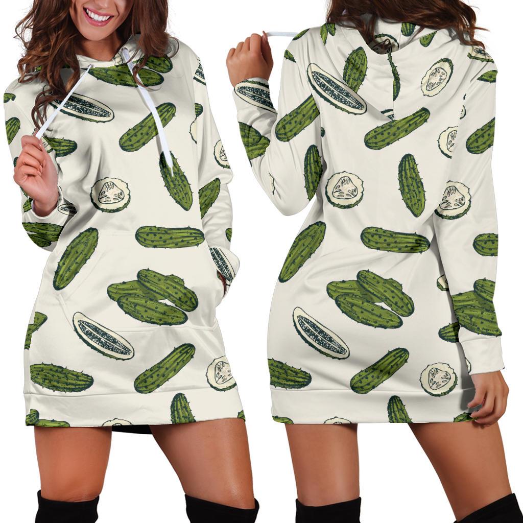 Cucumber Pattern Print Design CC05 Women Hoodie Dress