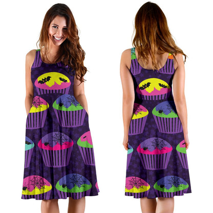 Cup Cake Halloween Sleeveless Mini Dress