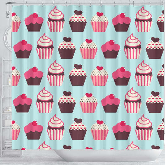 Cup Cake Print Pattern Shower Curtain