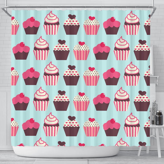Cup Cake Print Pattern Shower Curtain