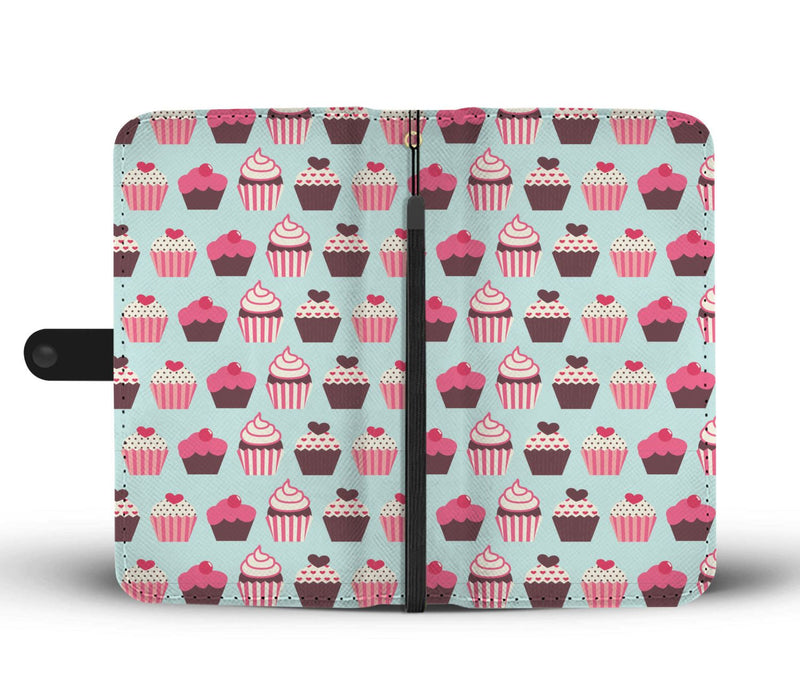 Cup Cake Print Pattern Wallet Phone Case