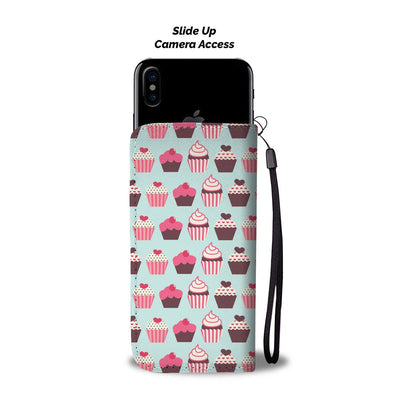 Cup Cake Print Pattern Wallet Phone Case