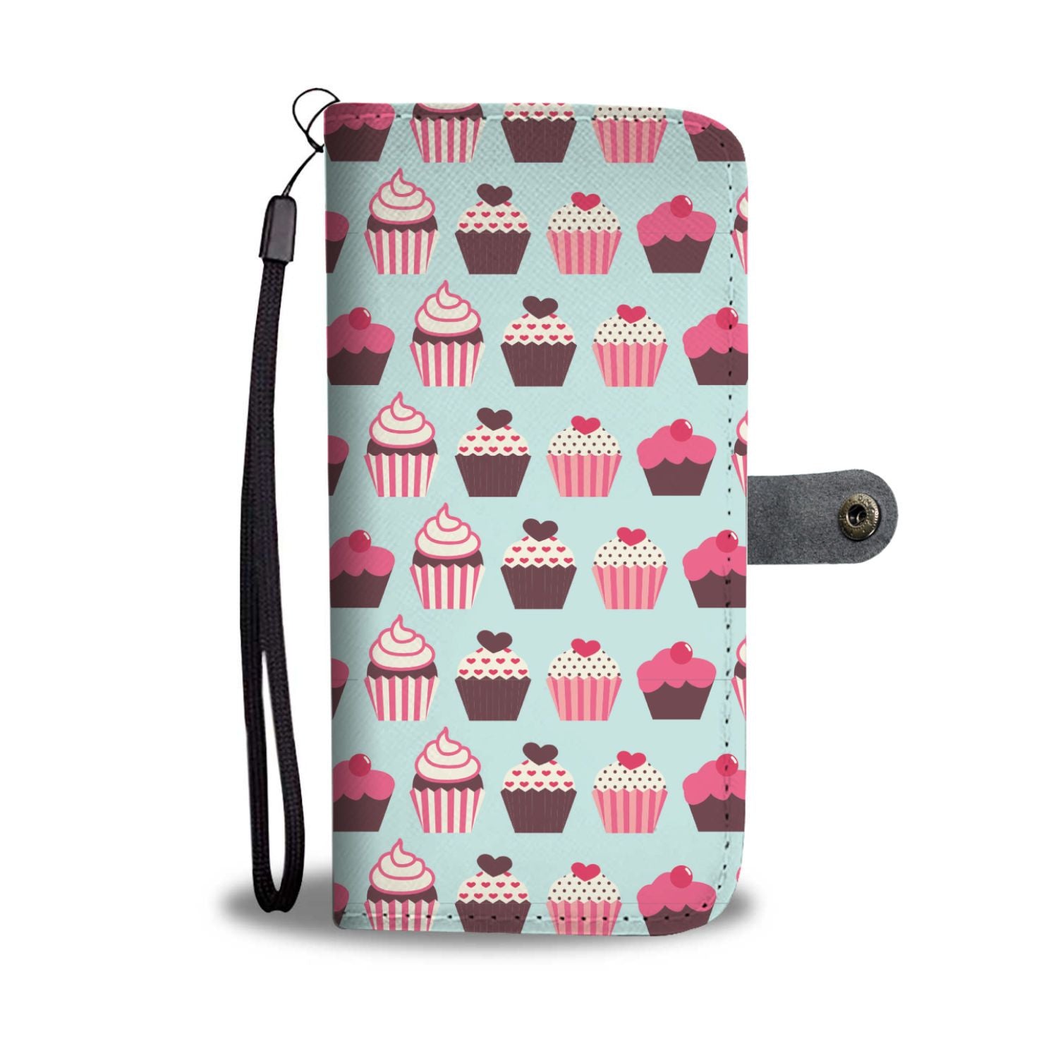 Cup Cake Print Pattern Wallet Phone Case