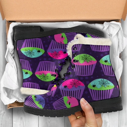 CupCake Halloween Faux Fur Leather Boots
