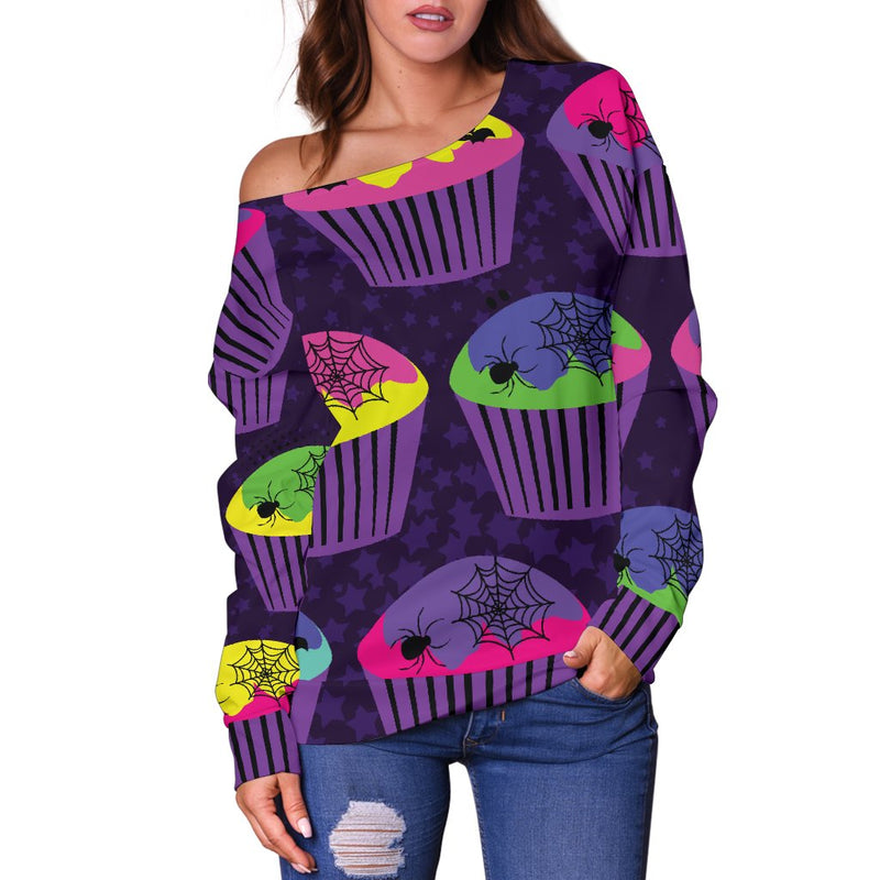 CupCake Halloween Off Shoulder Sweatshirt