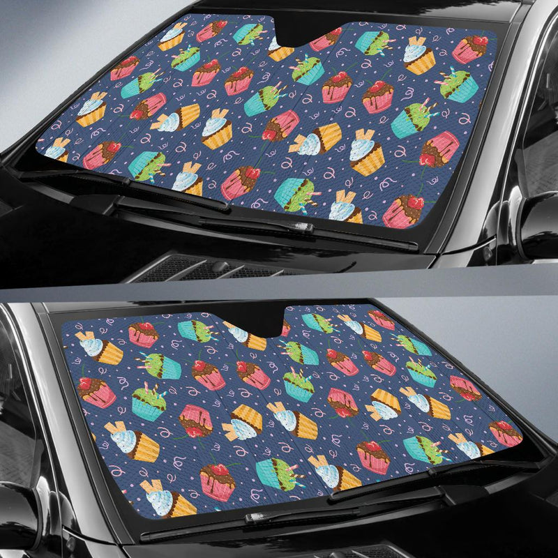 Cupcake Pattern Print Design 02 Car Sun Shade-JORJUNE.COM