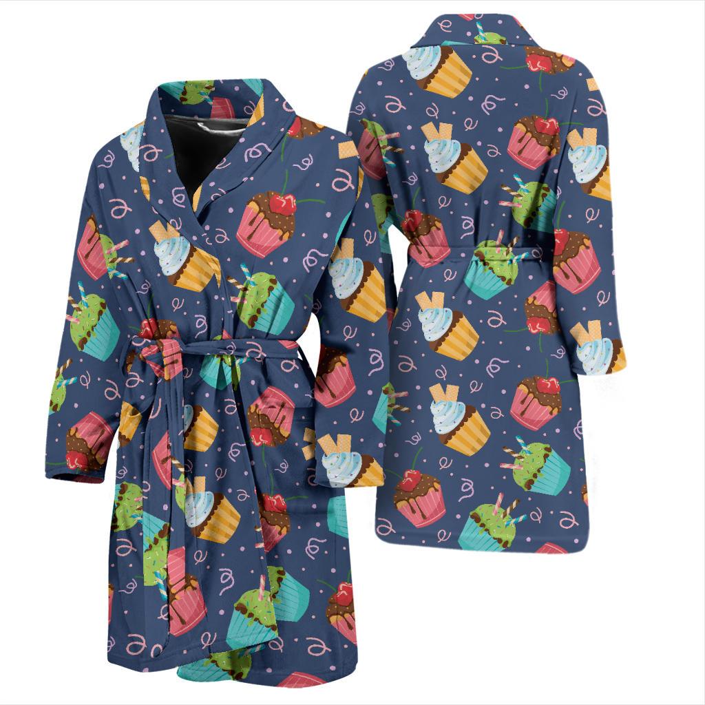 Cupcake Pattern Print Design 02 Men Bathrobe-JORJUNE.COM