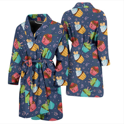 Cupcake Pattern Print Design 02 Men Bathrobe-JORJUNE.COM