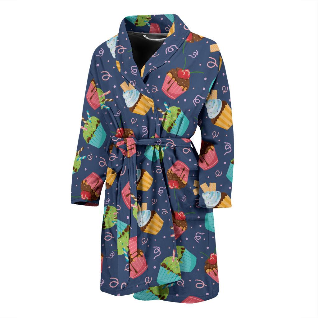 Cupcake Pattern Print Design 02 Men Bathrobe-JORJUNE.COM