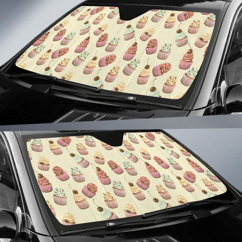 Cupcake Pattern Print Design 04 Car Sun Shade-JORJUNE.COM