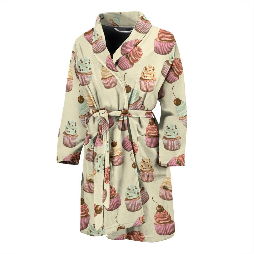 Cupcake Pattern Print Design 04 Men Bathrobe-JORJUNE.COM